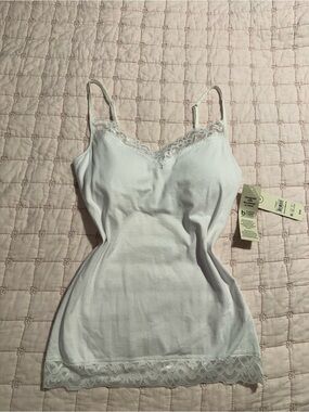 White Lace Trim Cami Tank Top